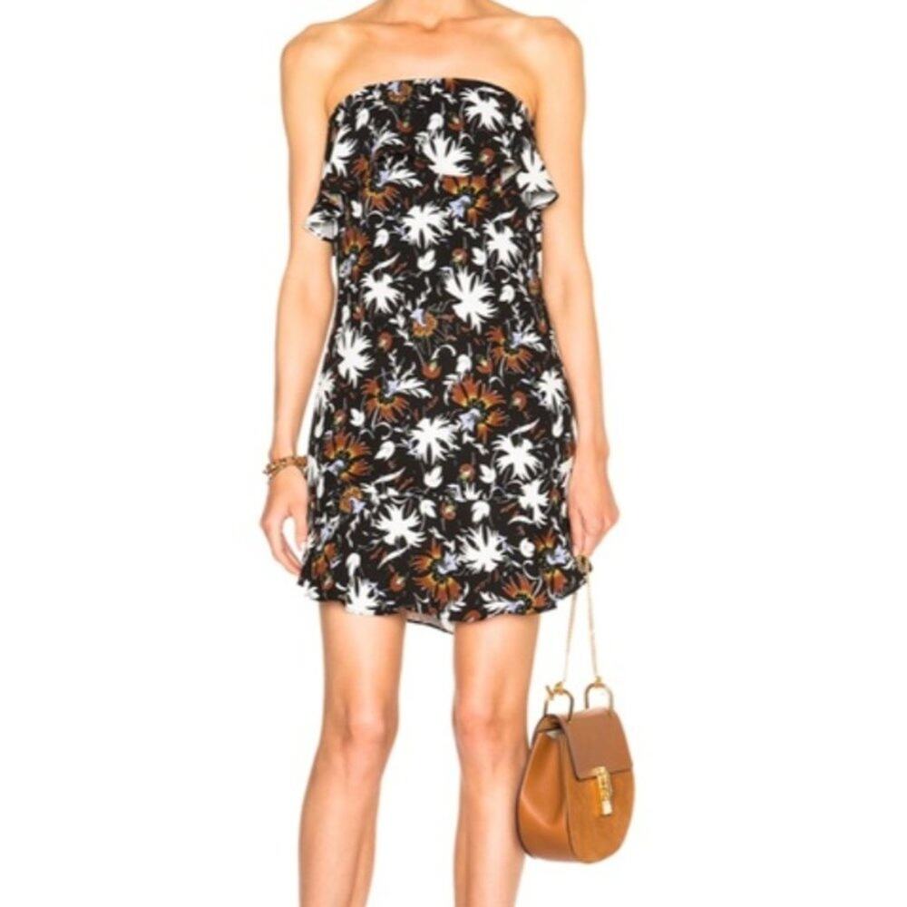 A.L.C. Romy Silk Floral Print Strapless Mini Dress